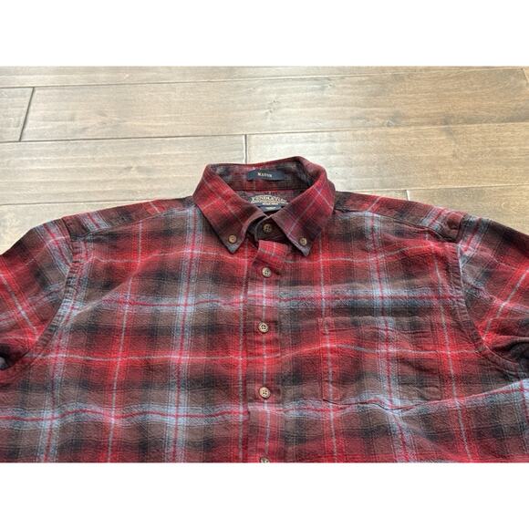 Pendleton Mason Mens Red Button Up 100% Cotton Flannel Plaid Long Sleeve Shirt L - Picture 4 of 8